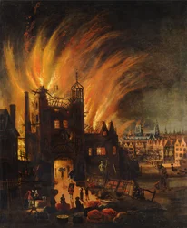 El Gran Incendio de Londres, con Ludgate y la antigua St. Pauls